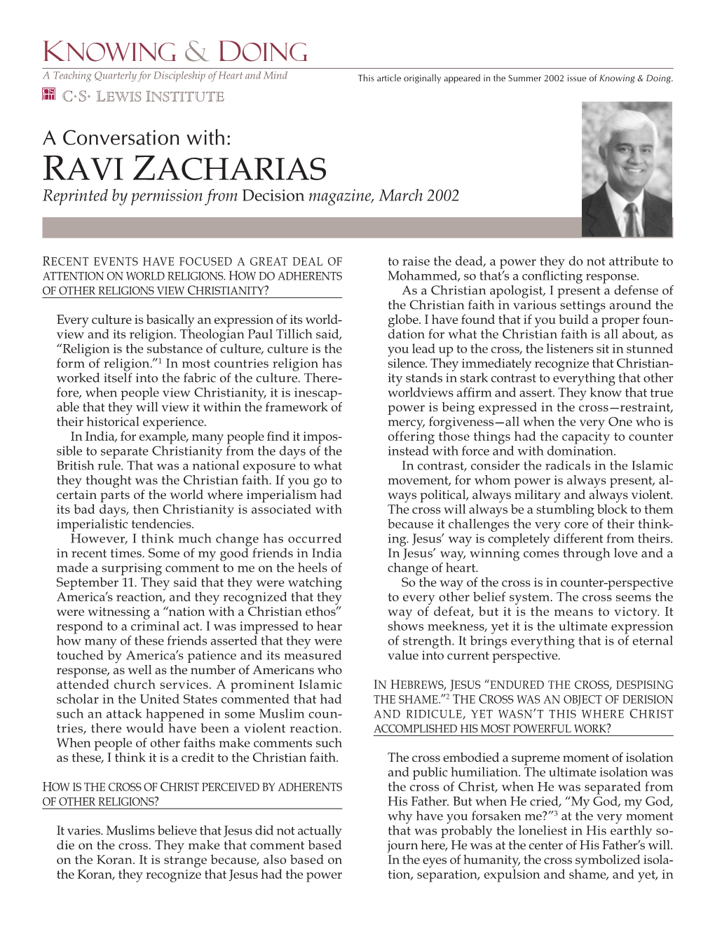 Ravi Zacharias Interview.Indd