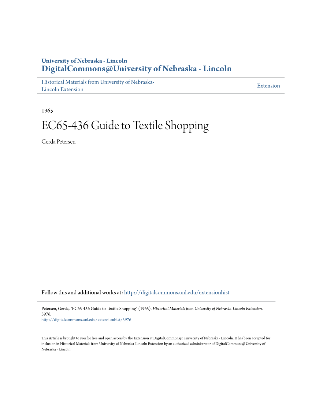 EC65-436 Guide to Textile Shopping Gerda Petersen