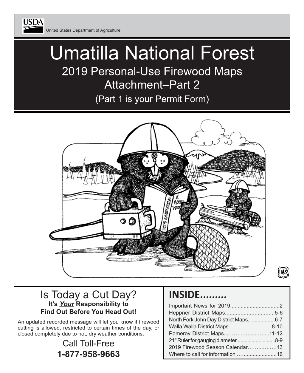 Umatilla National Forest 2019 Personal-Use Firewood Maps Attachment–Part 2 (Part 1 Is Your Permit Form)