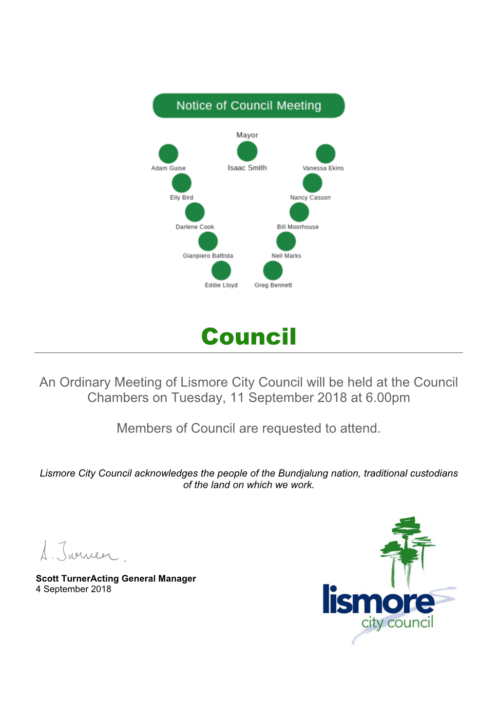 Agenda of Lismore City Council