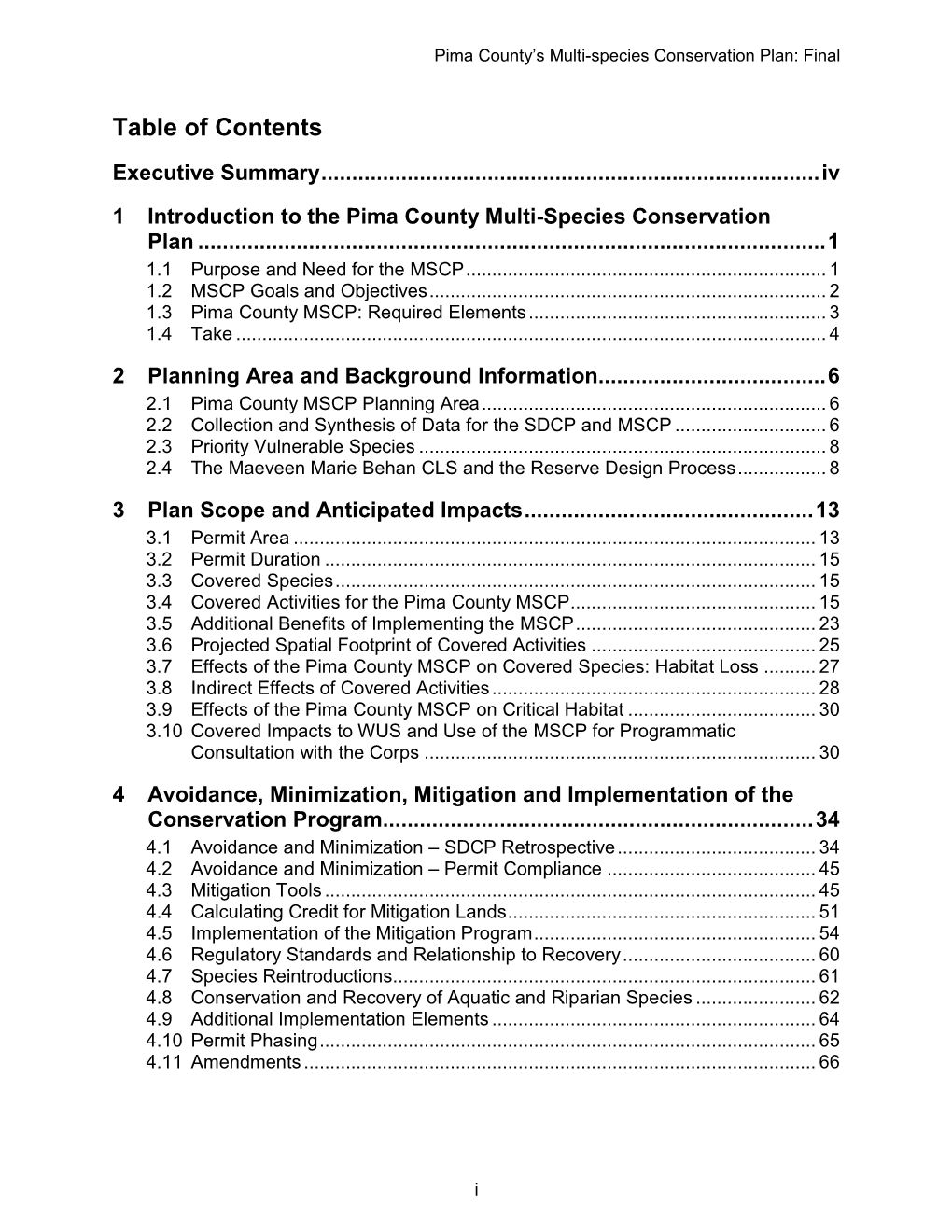 Table of Contents