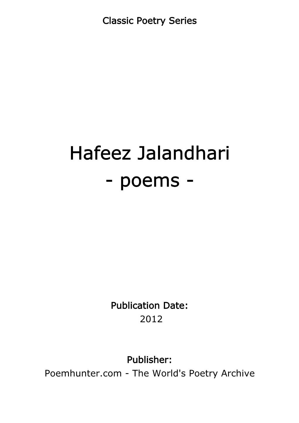 Hafeez Jalandhari - Poems