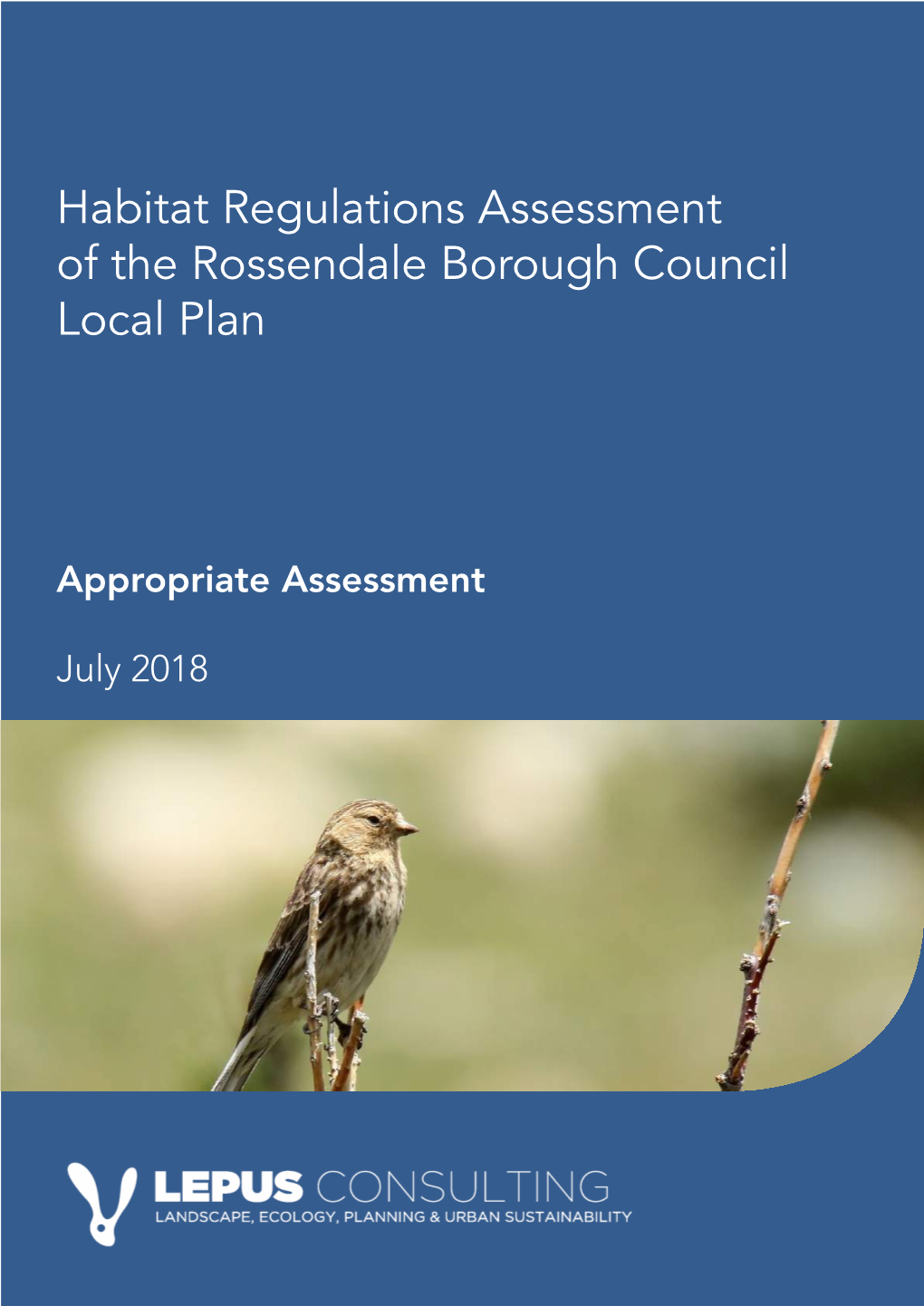 Habitat Regulations Assessment of the Rossendale Borough Council Local Plan