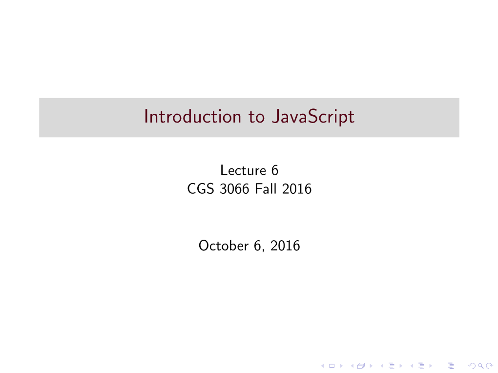 Introduction to Javascript