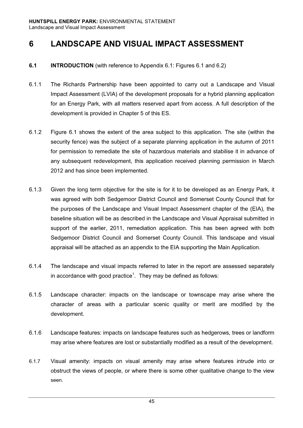 6 Landscape and Visual Impact Assessment