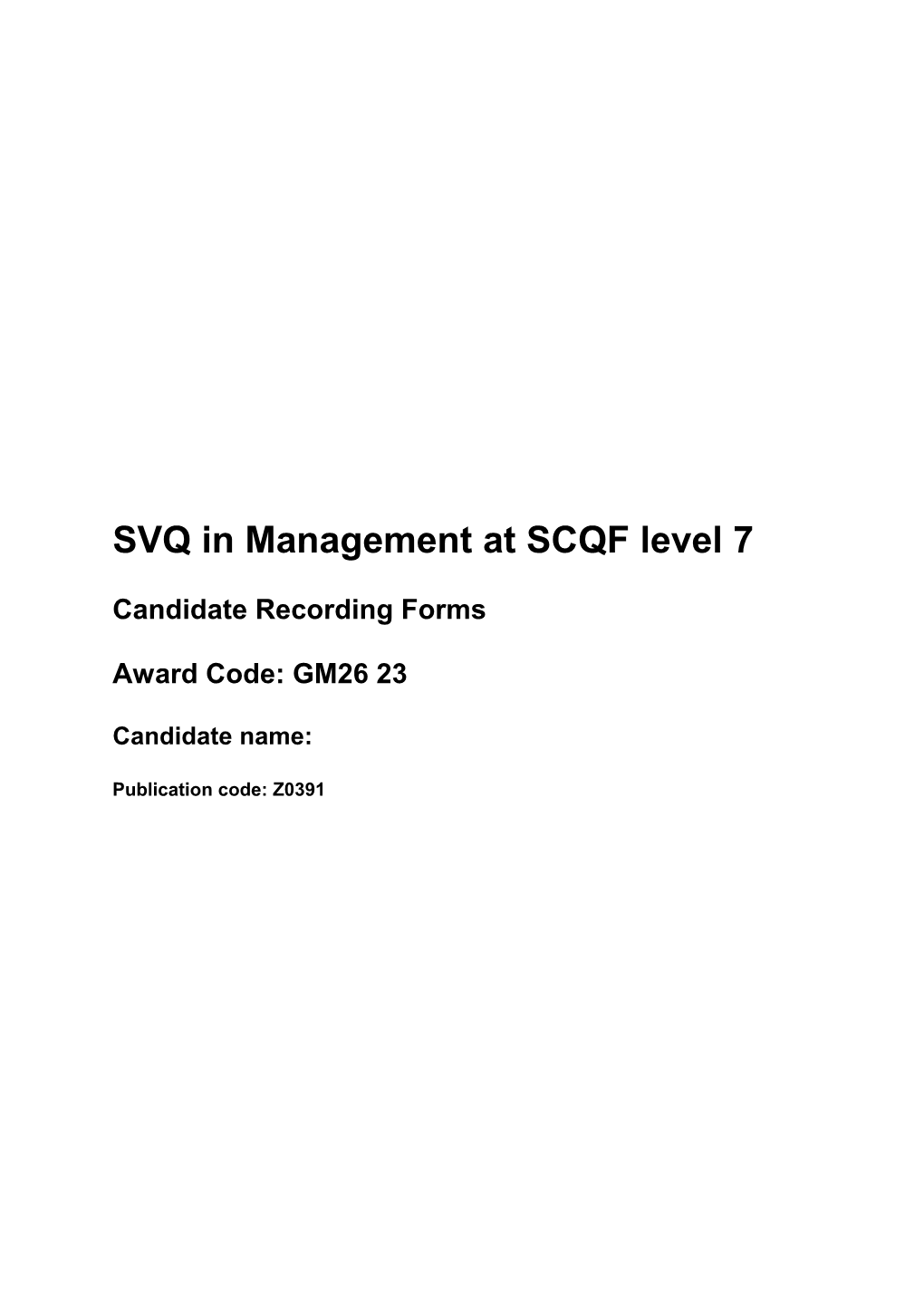 SVQ in Management Level 3