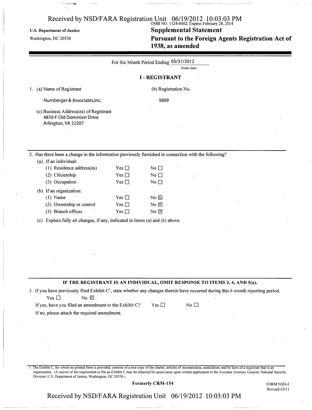 Received by NSD/FARA Registration Unit 06/19/2012 10:03:03 PM OMB NO, 1124-0002; Expires February 28, 2014 U.S