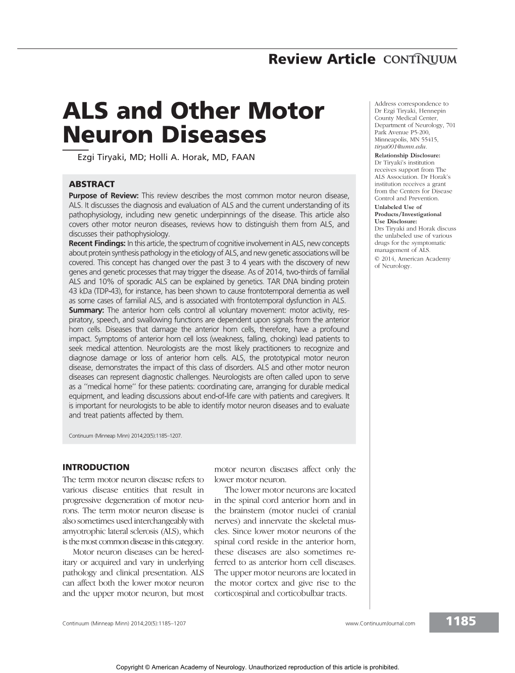 ALS and Other Motor Neuron Diseases Can Represent Diagnostic Challenges