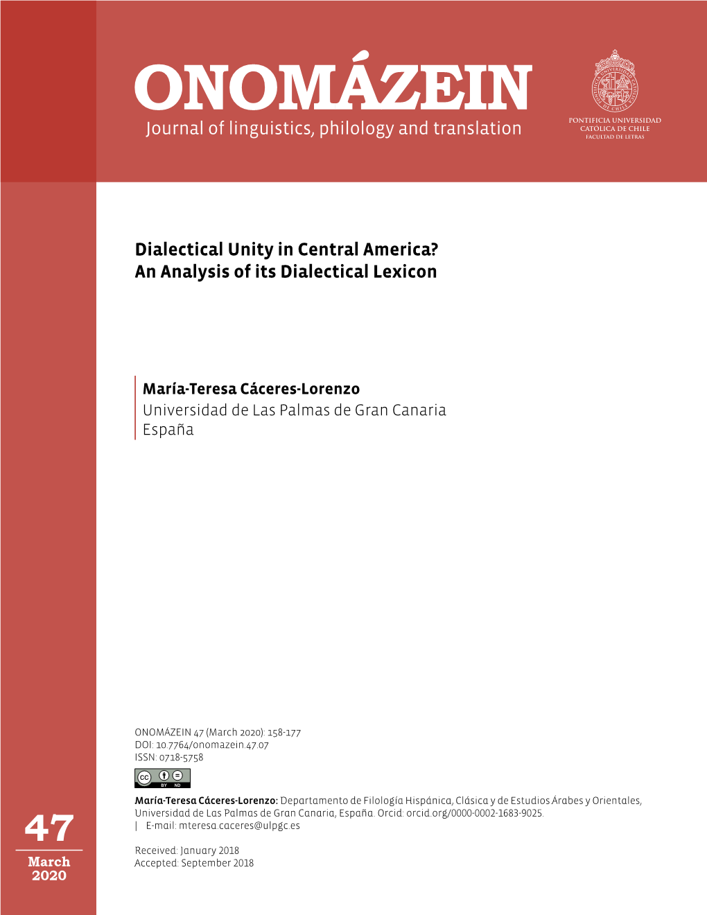 Dialectical Unity in Central America? an Analysis of Its Dialectical Lexicon