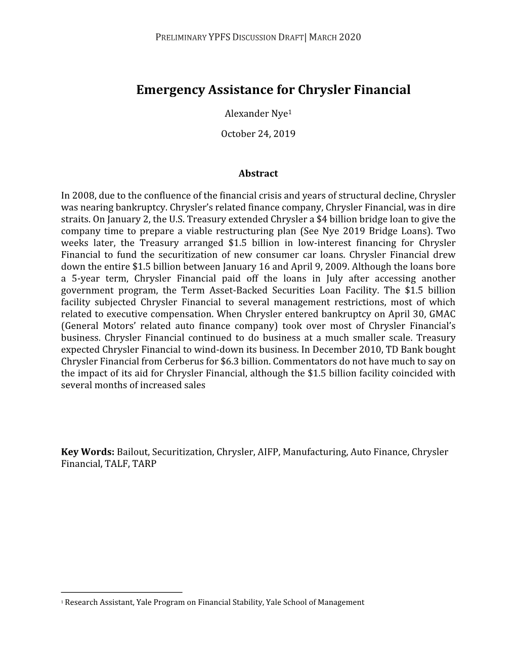 Emergency Assistance for Chrysler Financial