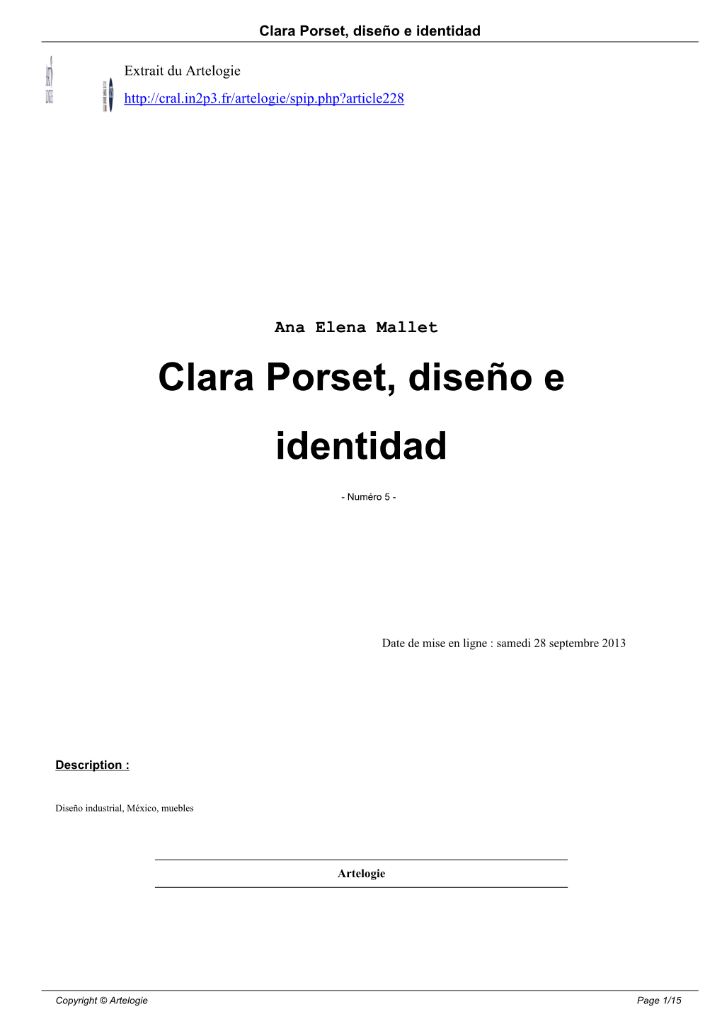 Clara Porset, Diseño E Identidad