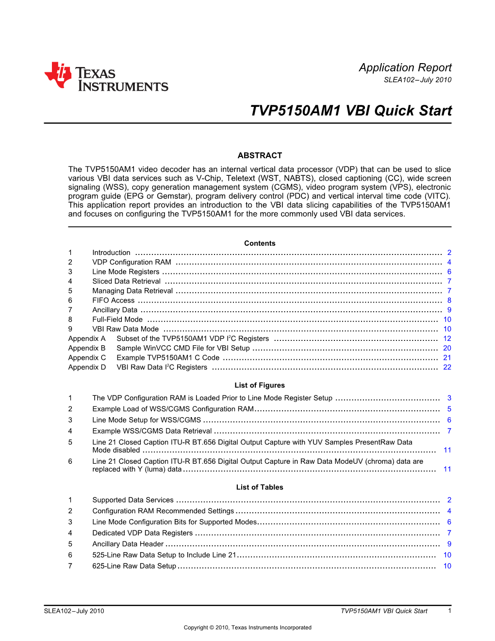 TVP5150AM1 VBI Quick Start