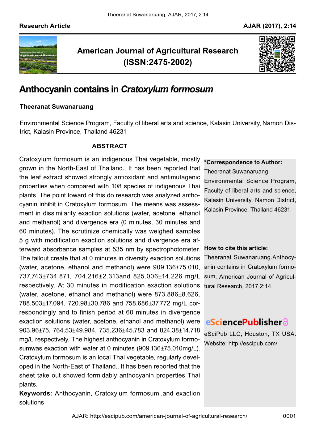 Anthocyanin Contains in Cratoxylum Formosum