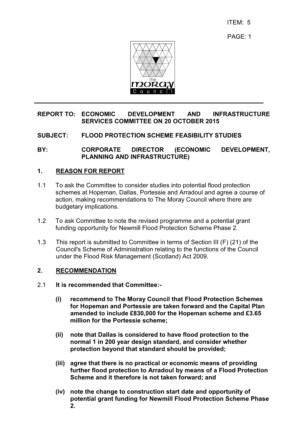 Flood Protection Scheme Feasibility Studies