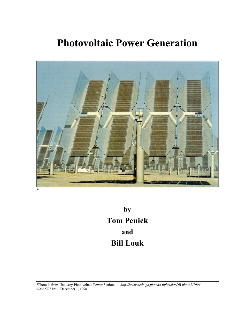 Photovoltaic Power Generation