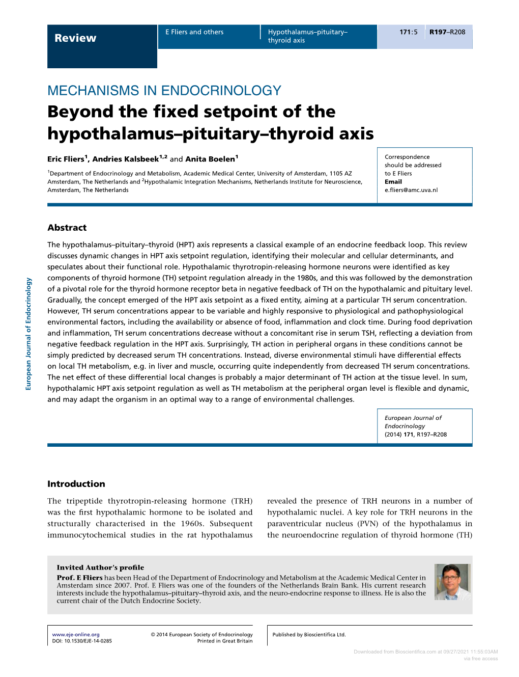 Beyond the Fixed Setpoint of the Hypothalamus–Pituitary–Thyroid Axis