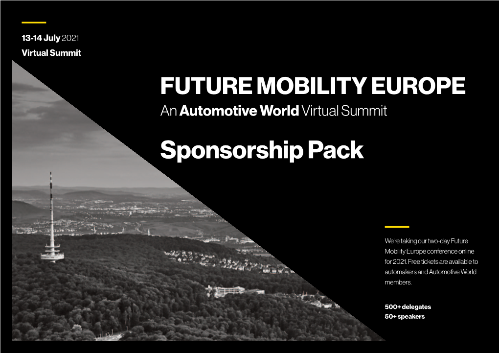 FUTURE MOBILITY EUROPE an Automotive World Virtual Summit Sponsorship Pack