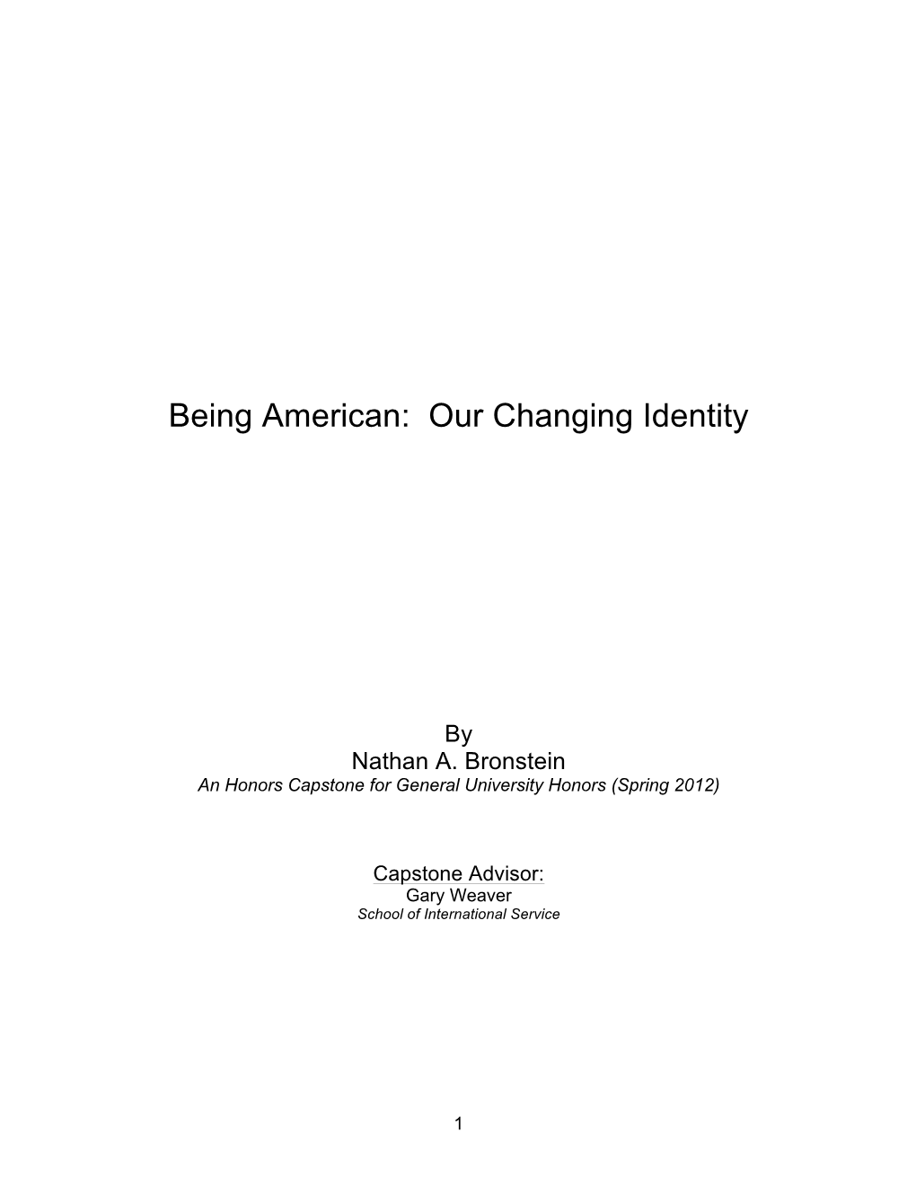 Our Changing Identity