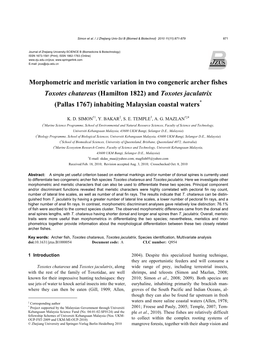 Morphometric and Meristic Variation in Two