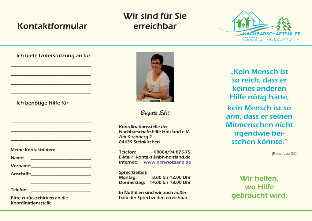 Flyer Nachbarschaftshilfe Holzland E.V