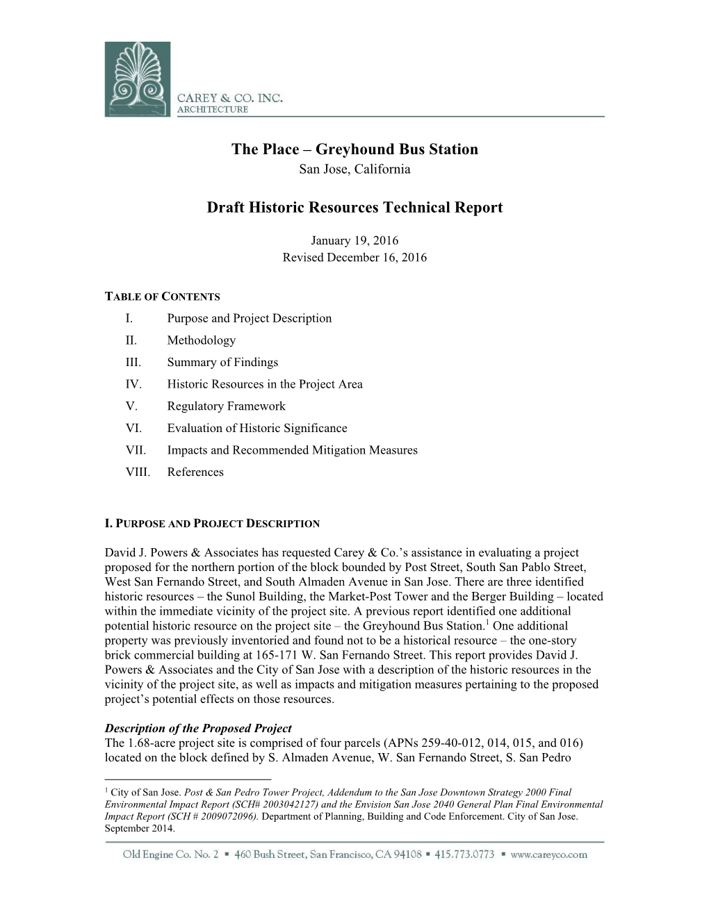 Greyhound Bus Station Draft Historic Resources Technical Report