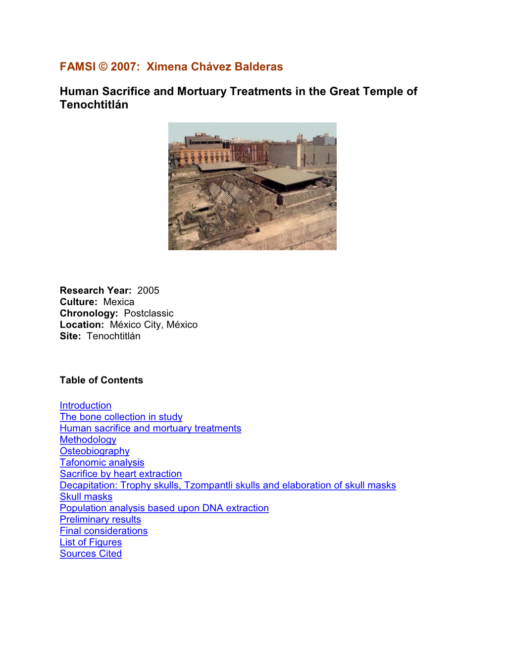 Human Sacrifice and Mortuary Treatments in the Great Temple of Tenochtitlán