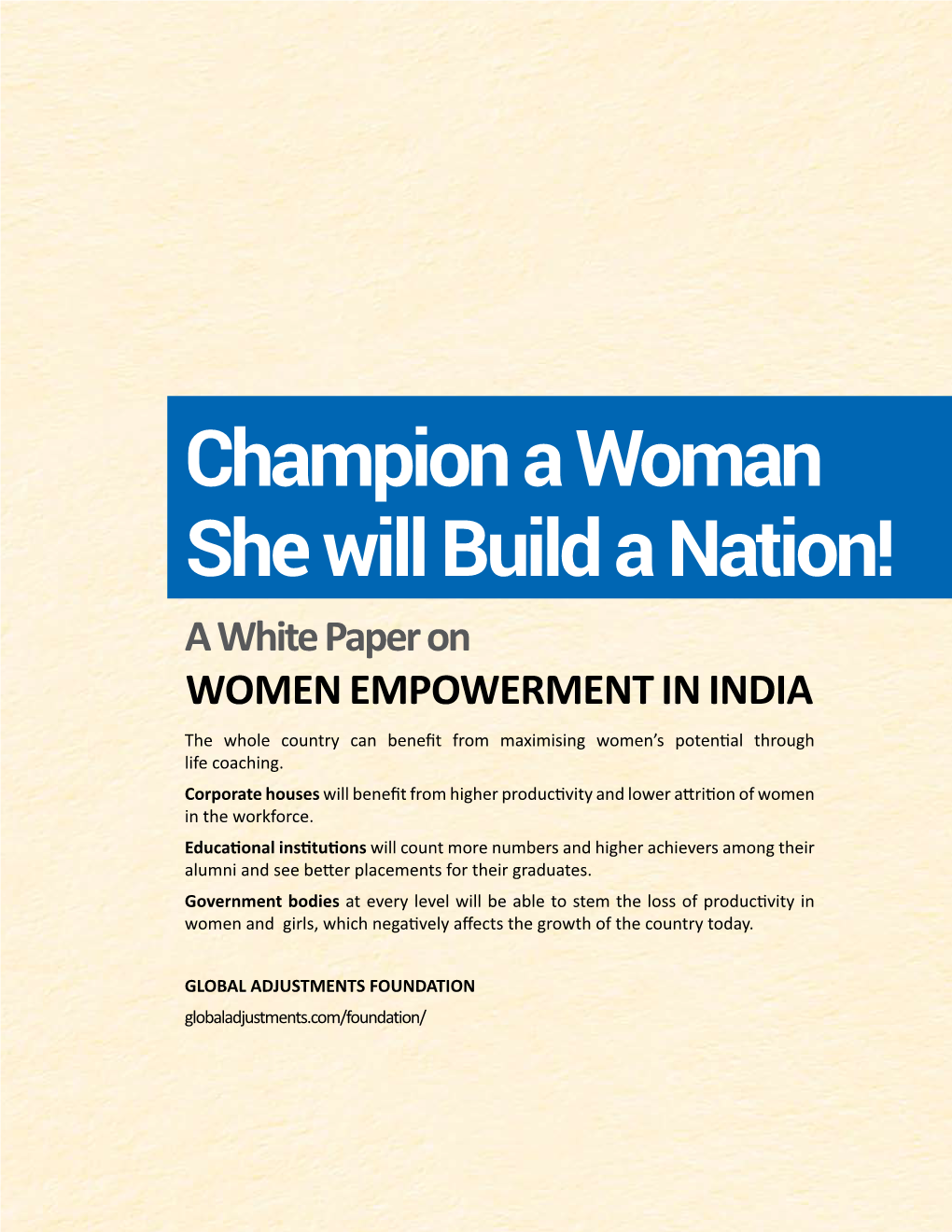 She Will Build a Nation! Champion a Woman