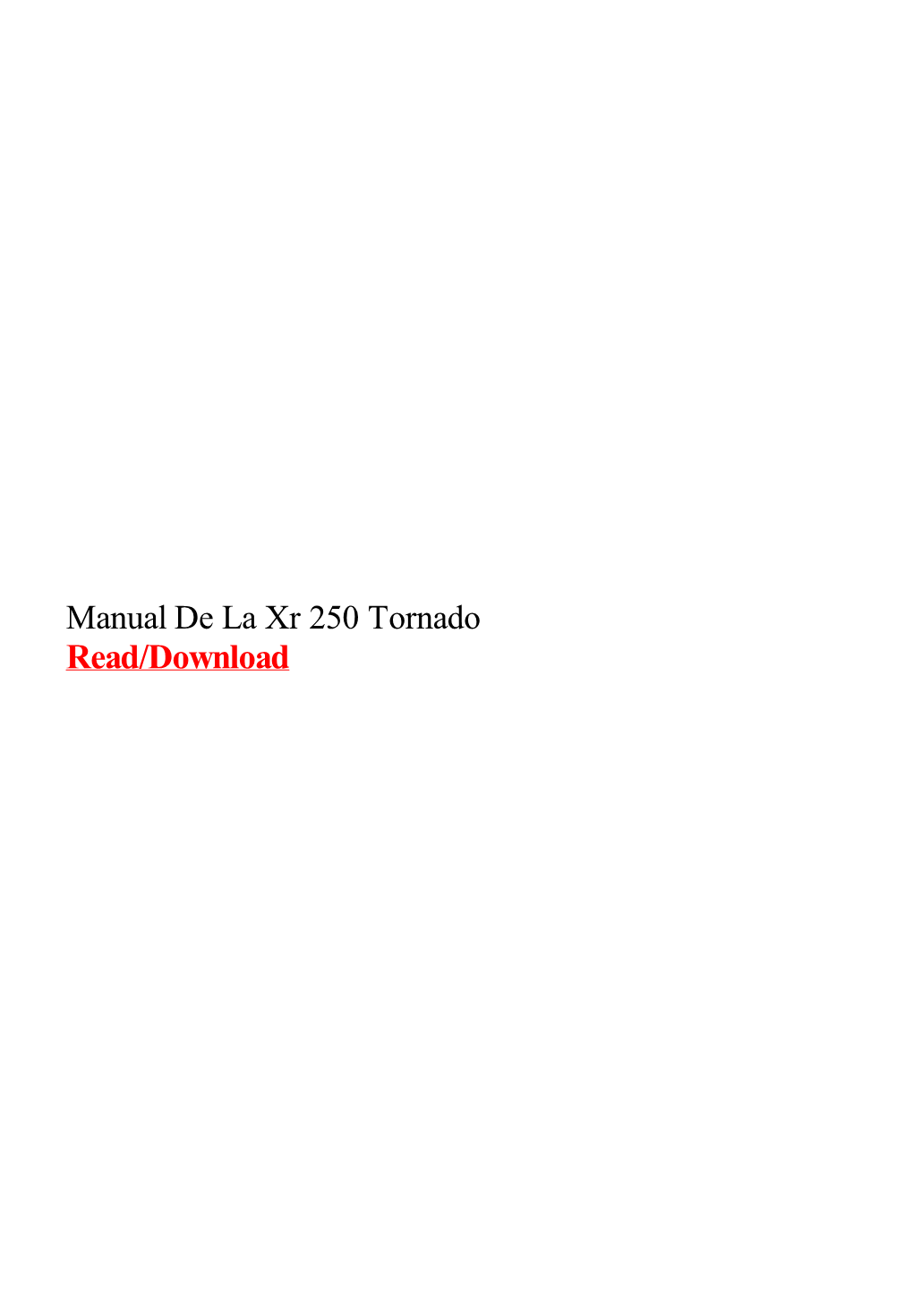 Manual De La Xr 250 Tornado