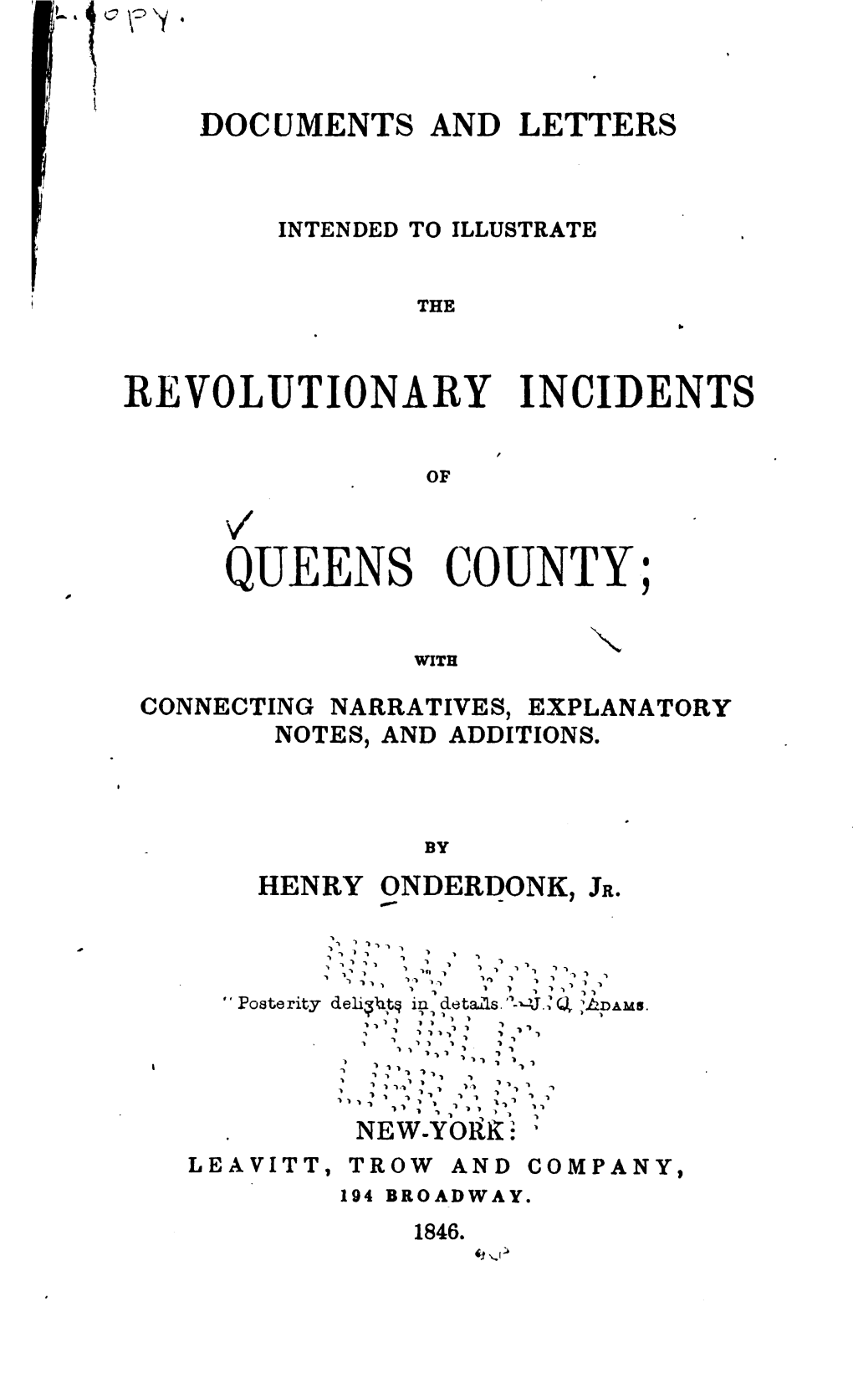 Documents and Letters Intended to Illustrate the Revolutionary
