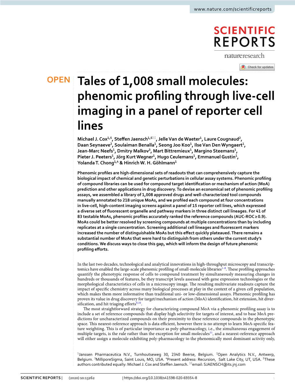 Phenomic Profiling Through Live-Cell Imaging in a Panel of Reporter Cell