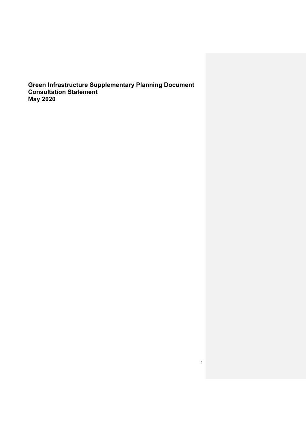 Green Infrastructure Supplementary Planning Document Consultation Statement May 2020