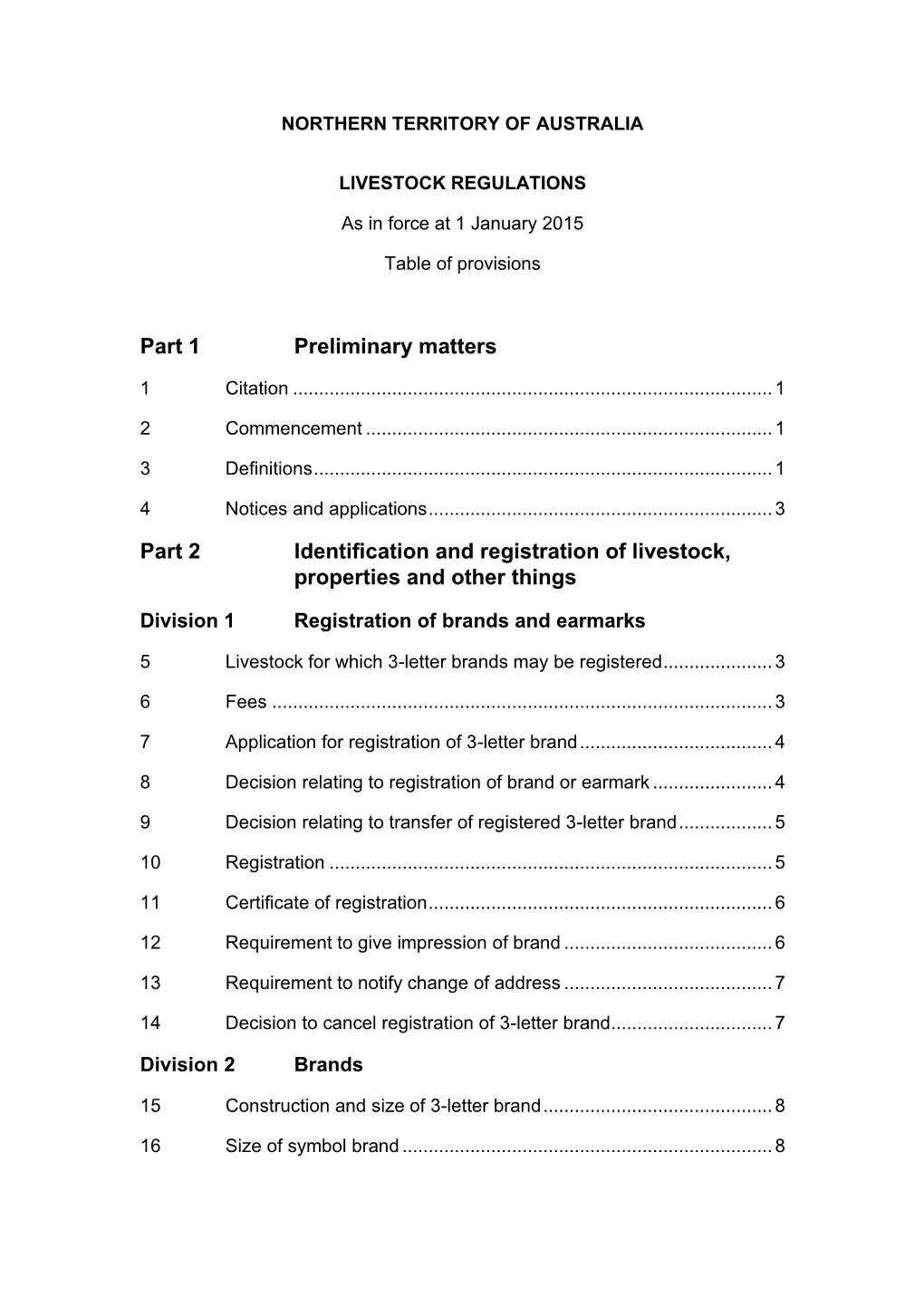 Livestock Regulations