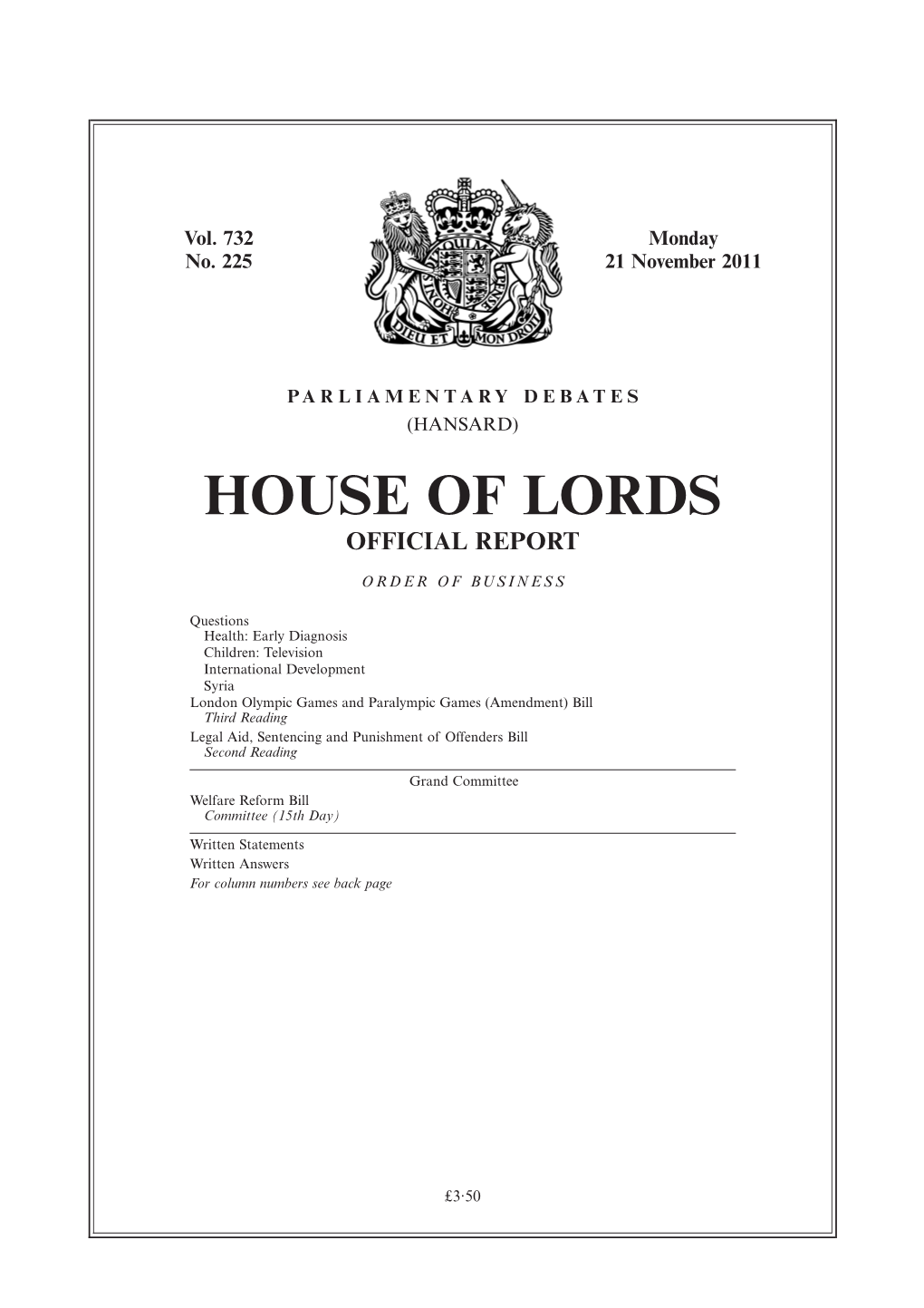 House of Lords Official Report