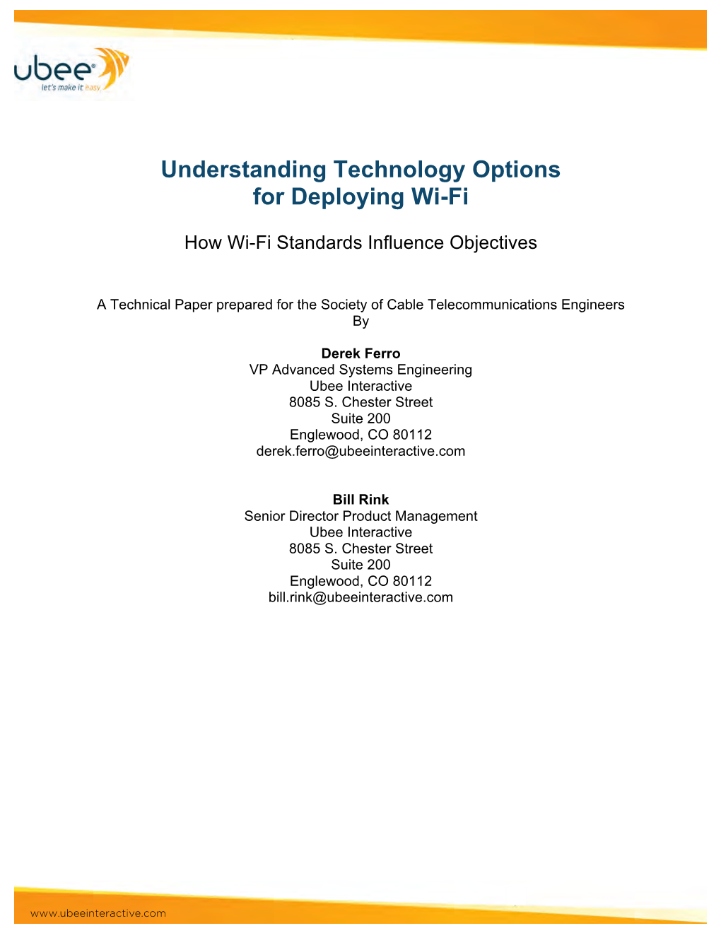 Understanding Technology Options for Deploying Wi-Fi