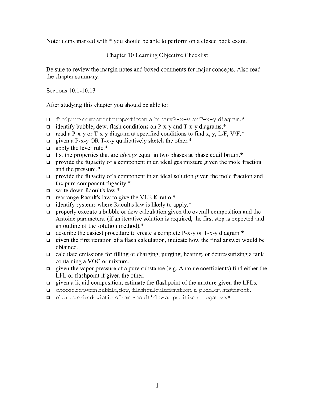 Chapter 1 Learning Objective Checklist