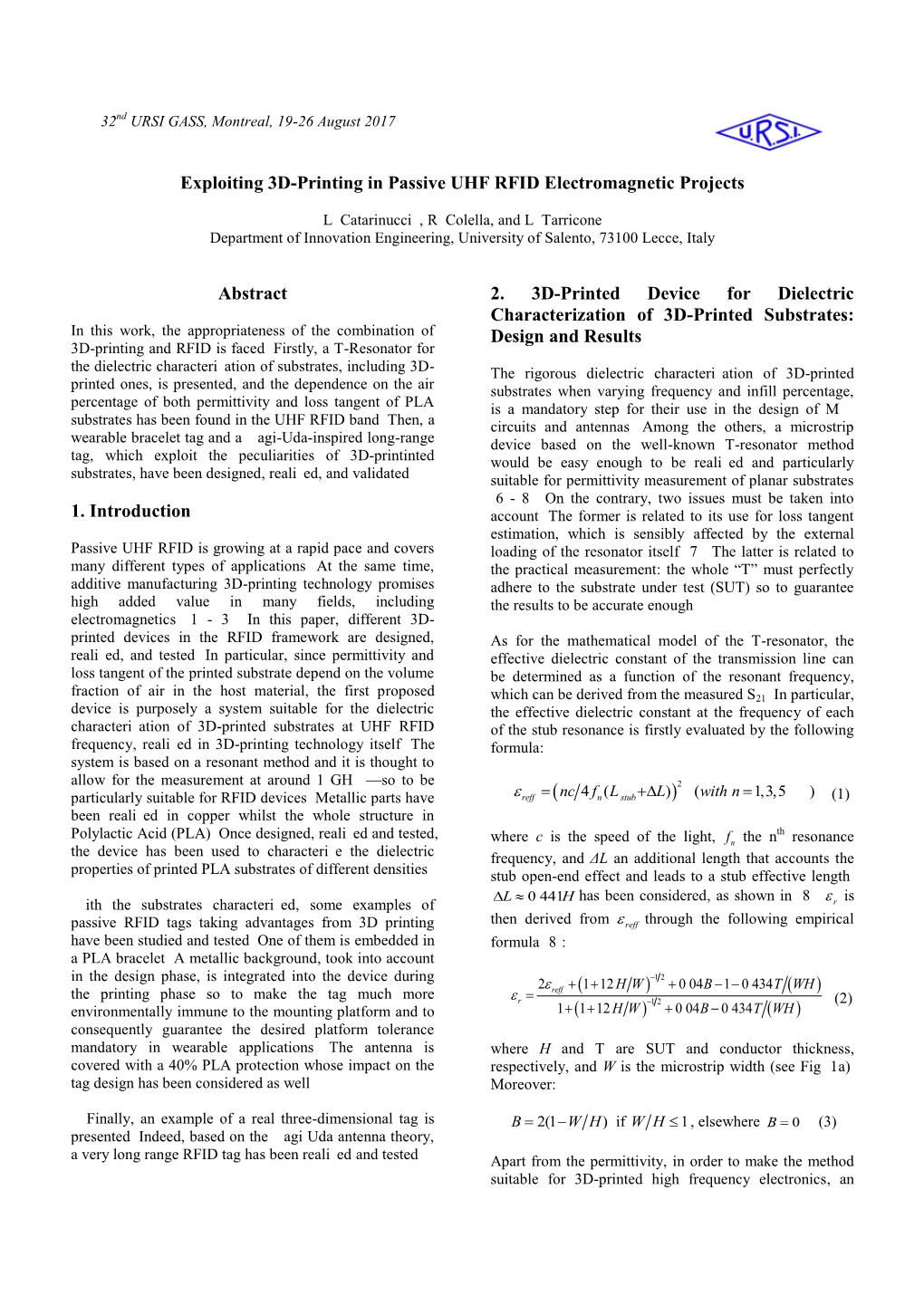 Exploiting 3D-Printing in Passive UHF RFID Electromagnetic Projects