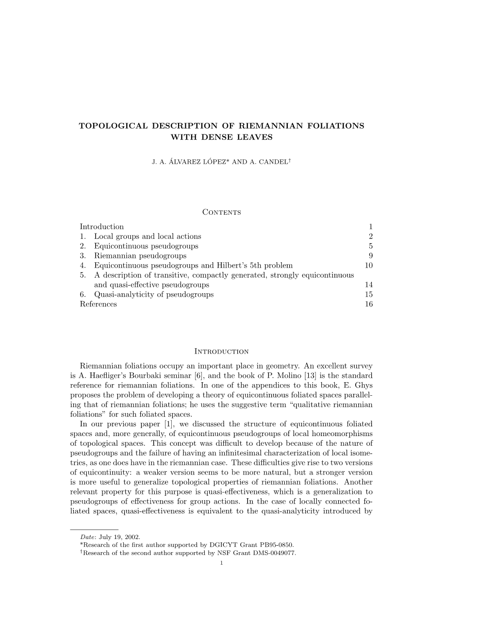 Topological Description of Riemannian Foliations with Dense Leaves