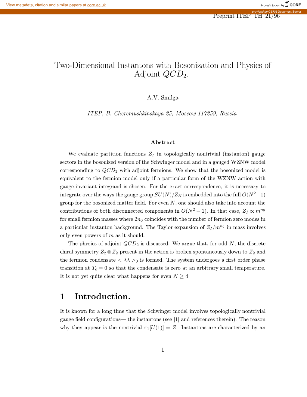 Two-Dimensional Instantons with Bosonization and Physics of Adjoint QCD2