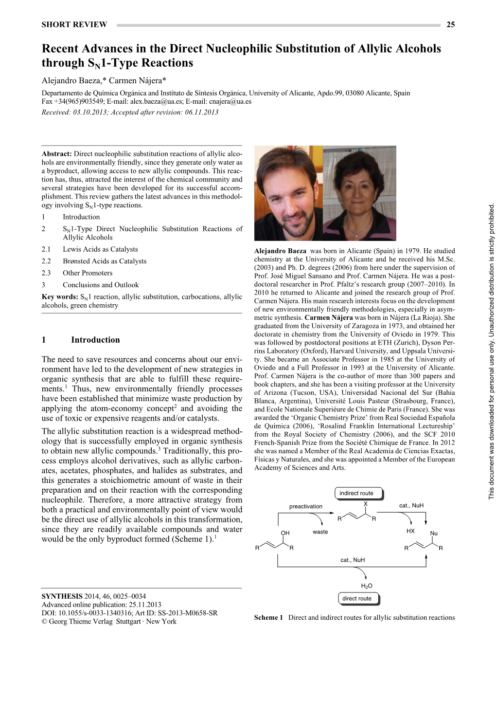 Recent Advances in the Direct Nucleophilic Substitution of Allylic