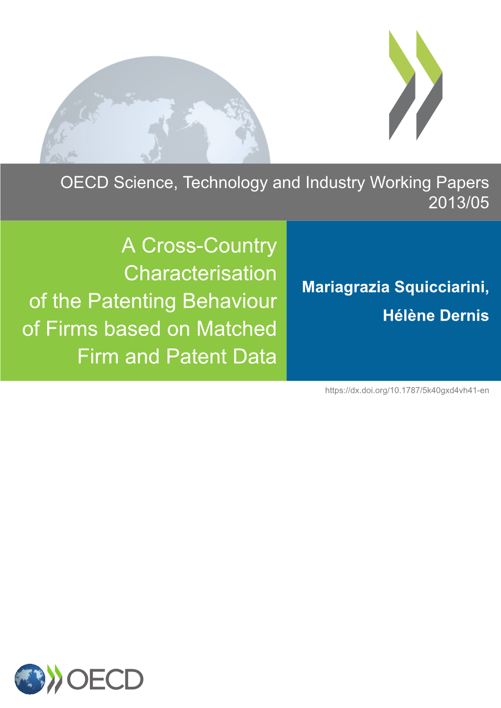 A Cross-Country Characterisation of the Patenting Behaviour of Firms Based on Matched Firm and Patent Data