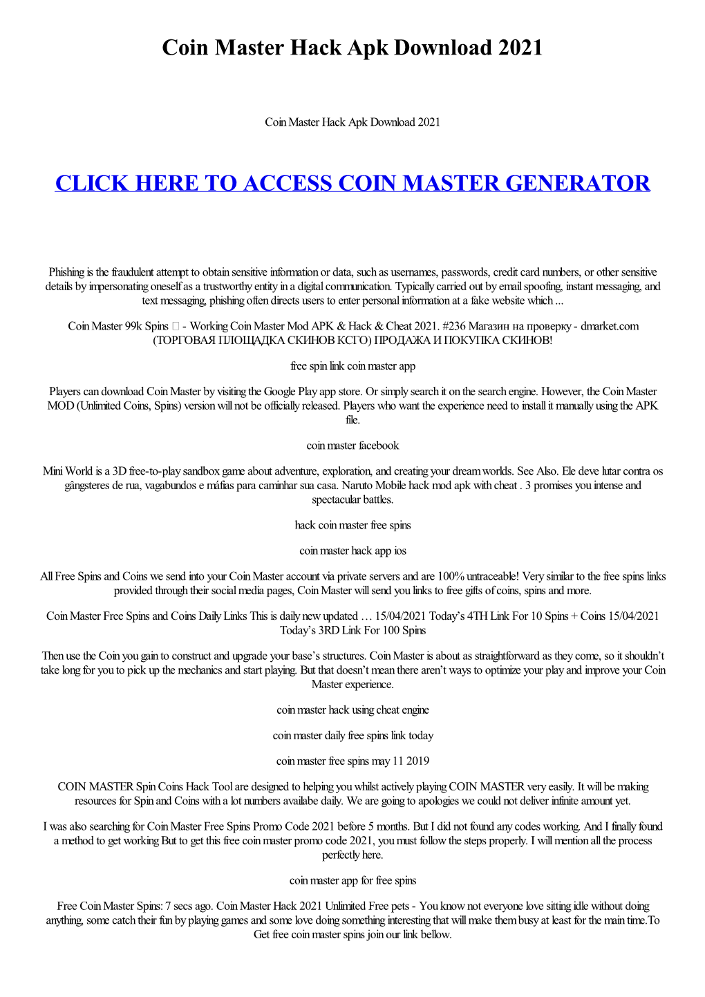 Coin Master Hack Apk Download 2021