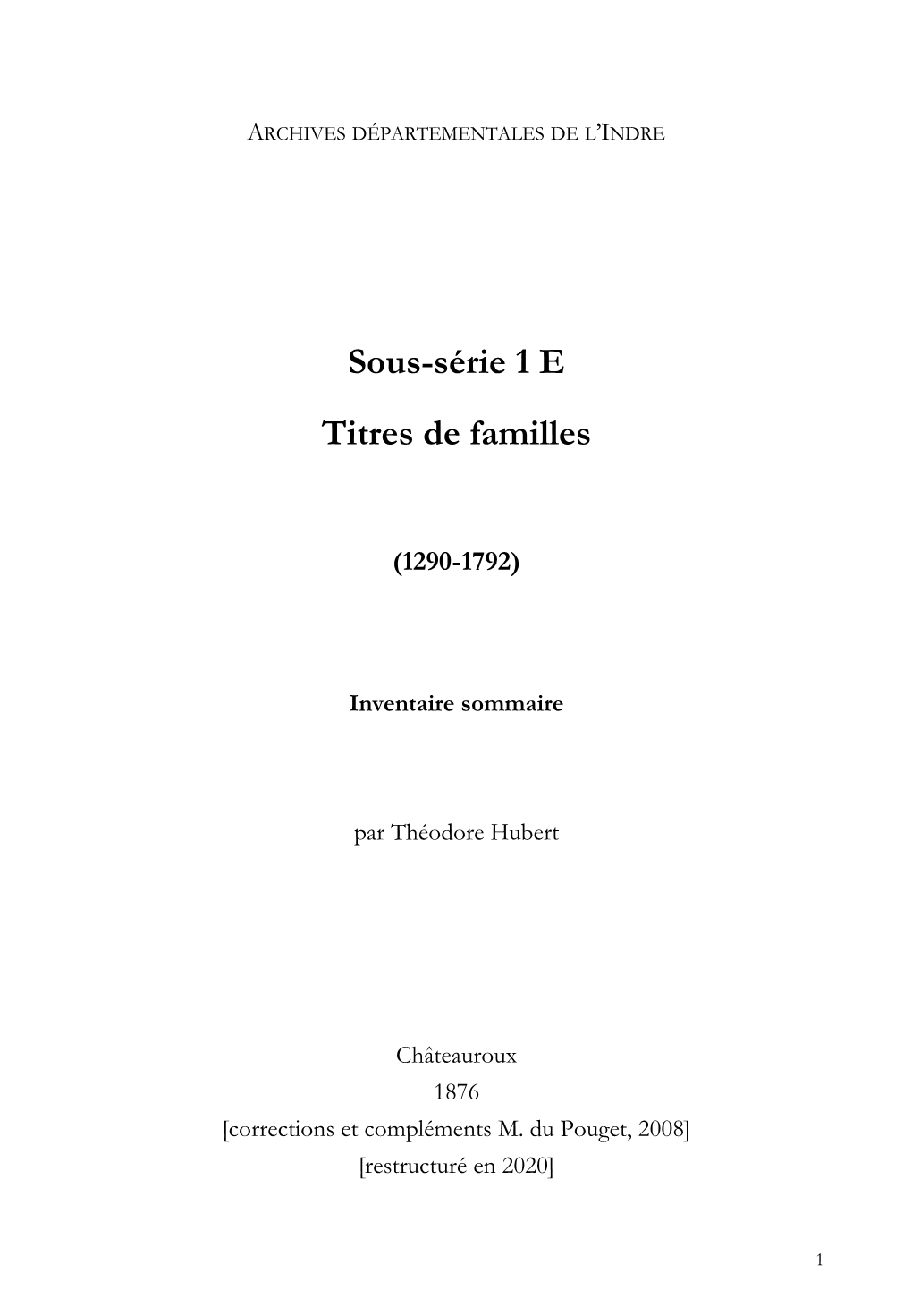 Sous-Série 1 E Titres De Familles