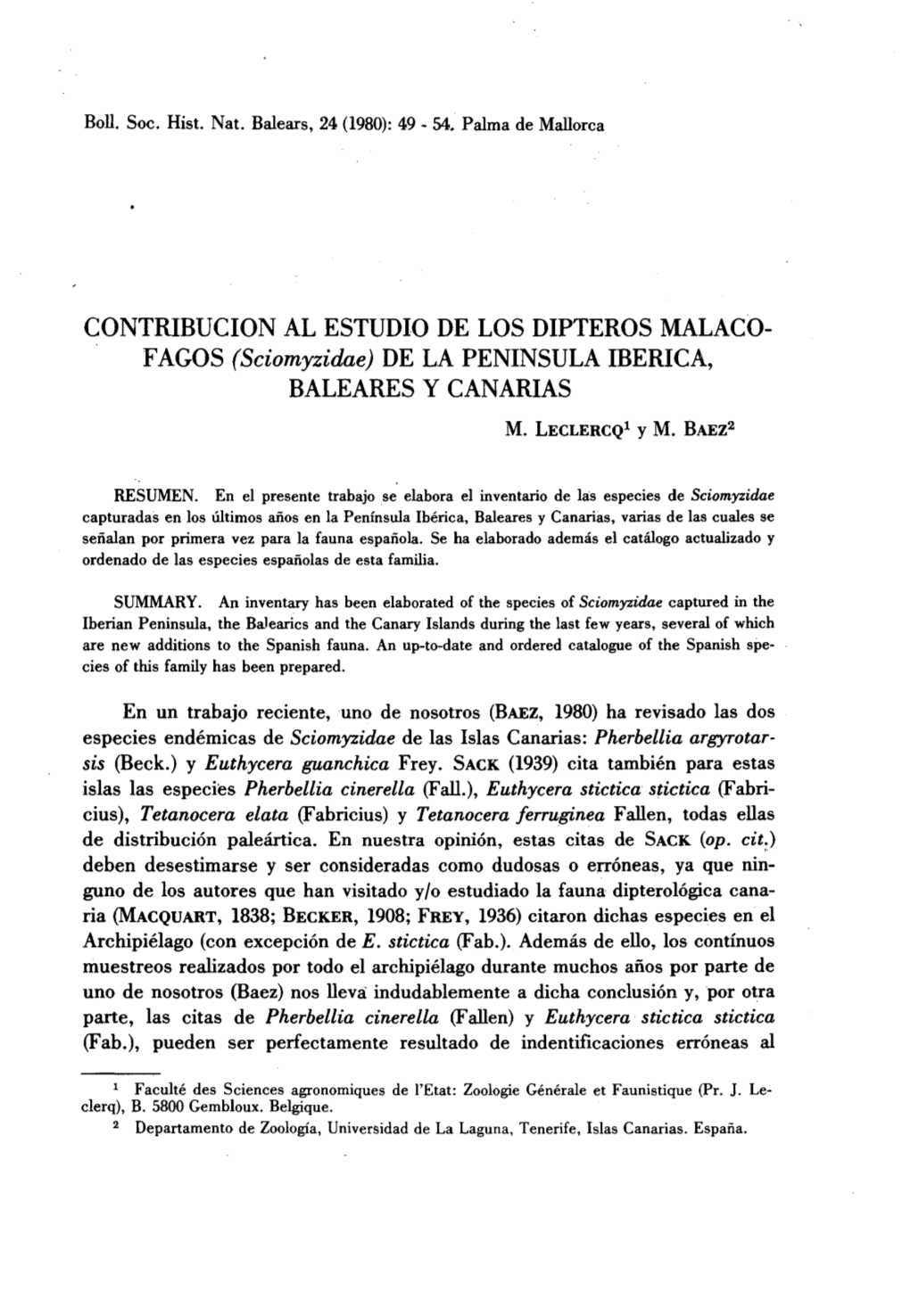 (Sciomyzidae) De La Península Ibérica, Baleares Y Canarias