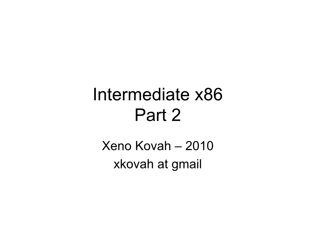 Intermediate X86 Part 2