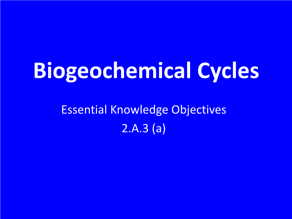 Biogeochemical Cycles