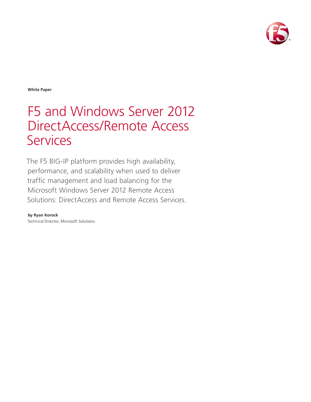 F5 and Windows Server 2012 Directaccess/Remote Access Services