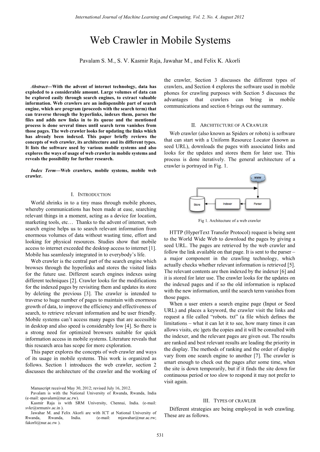 Web Crawler in Mobile Systems