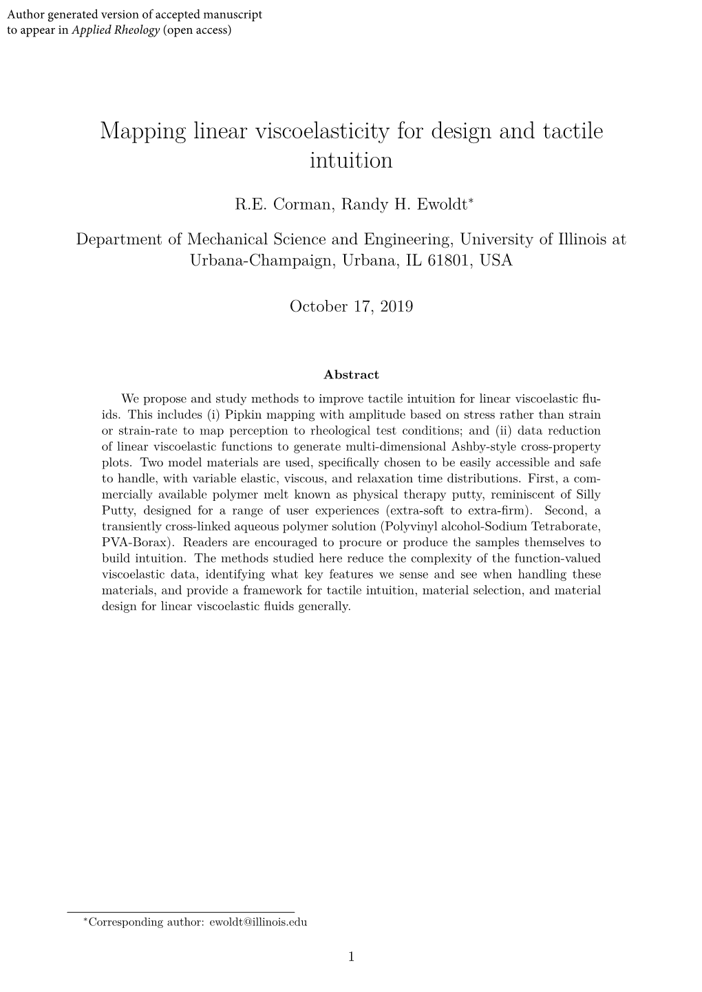 Mapping Linear Viscoelasticity for Design and Tactile Intuition