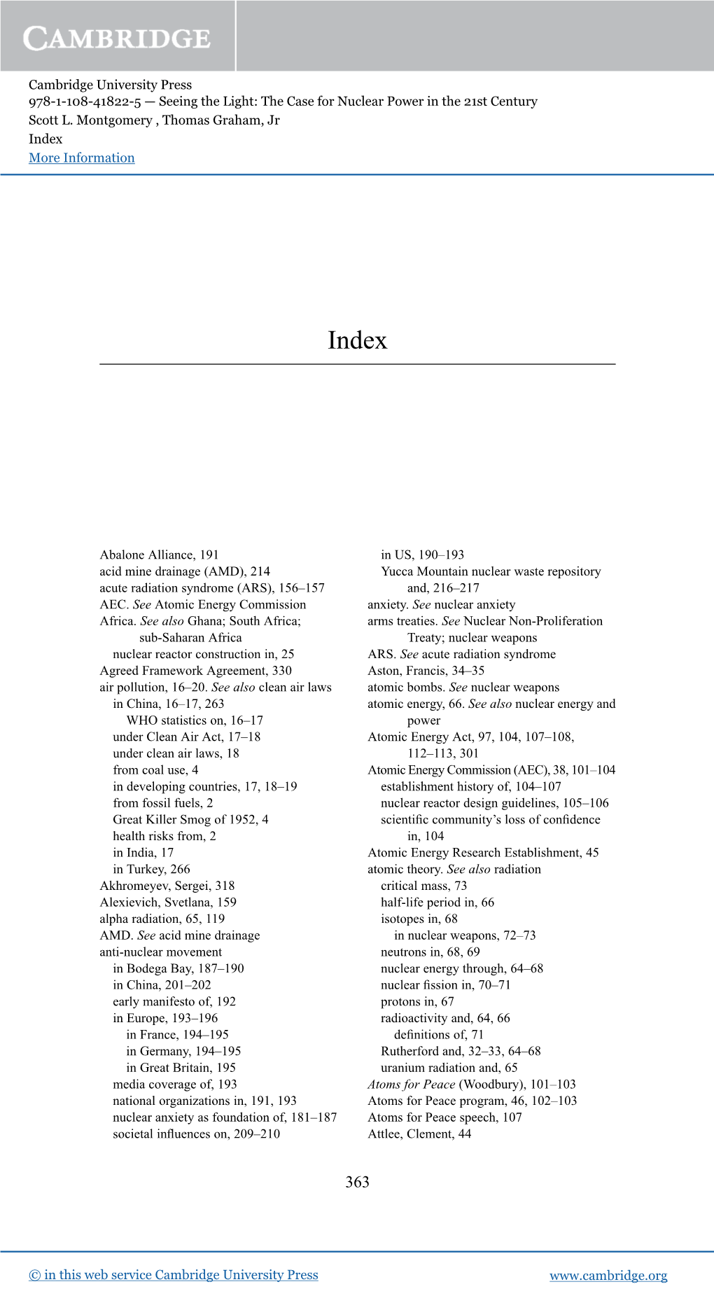 Cambridge University Press 978-1-108-41822-5 — Seeing the Light: the Case for Nuclear Power in the 21St Century Scott L