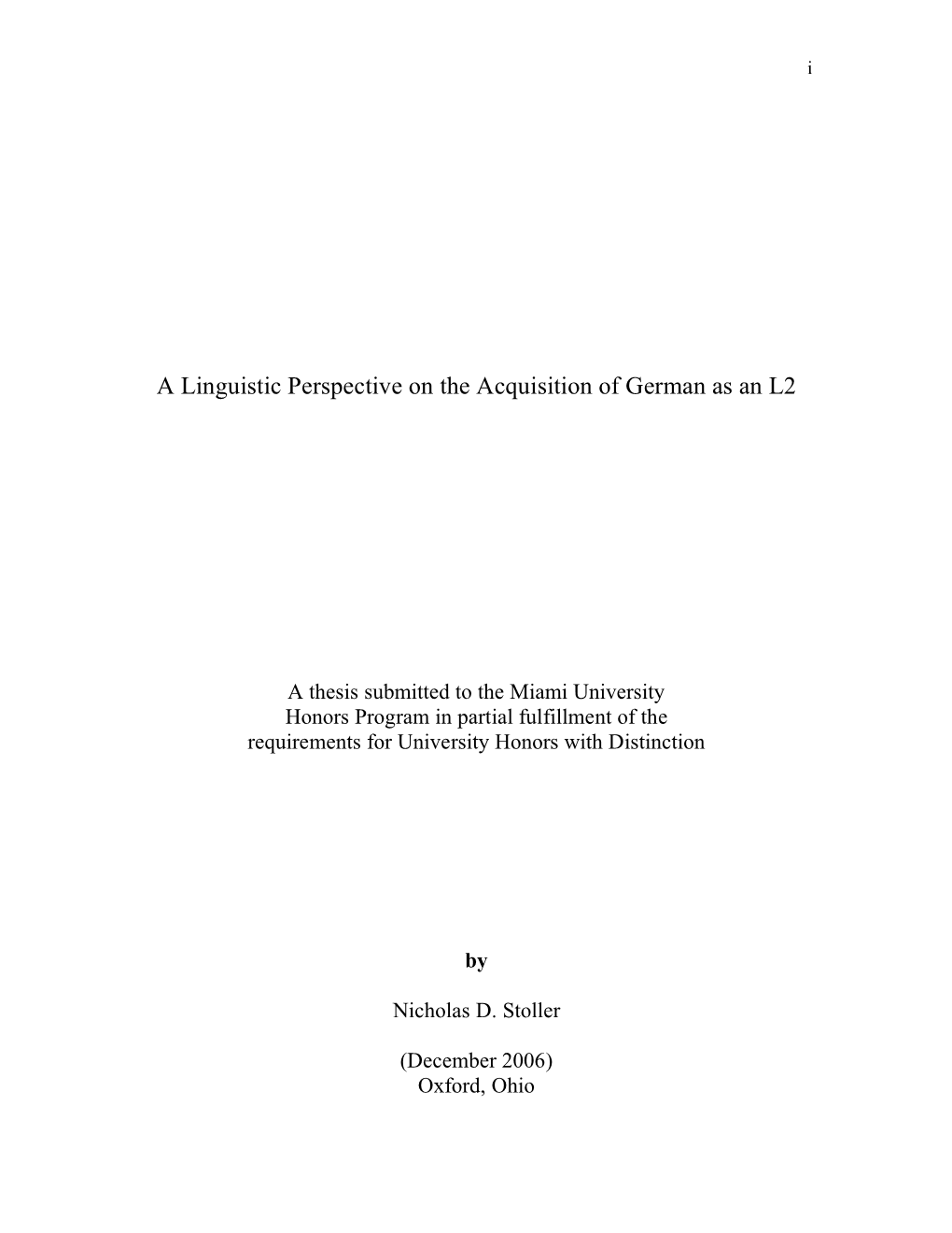 A Linguistic Perspective on the Acquisition of German As an L2